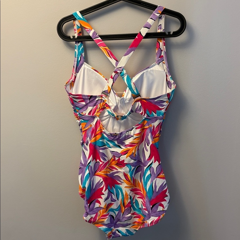 NWOT Anne Cole Dance Floor Palm Underwire Surplice One-Piece Swimsuit Size 18W - Picture 9 of 9